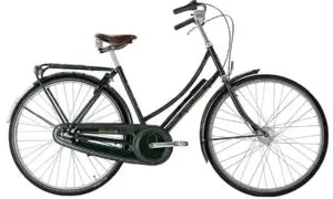 Raleigh Tourist de Luxe damecykel i mørkegrøn med 7 Shimano Nexus gear og Brooks lædersadel