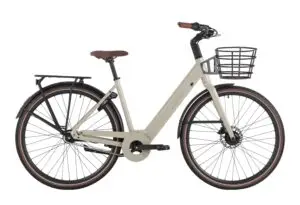 Winther Essence unisex elcykel i blank råhvid med 7 gear, forkurv og 400Wh batteri Titel: Winther Essence Unisex Elcykel – Blank Råhvid